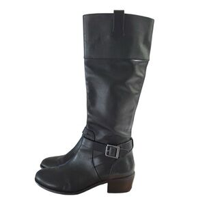 Arturo Chiang Boots Sz 8 M Riding Beatrix Knee High Black Leather Shoes Moto